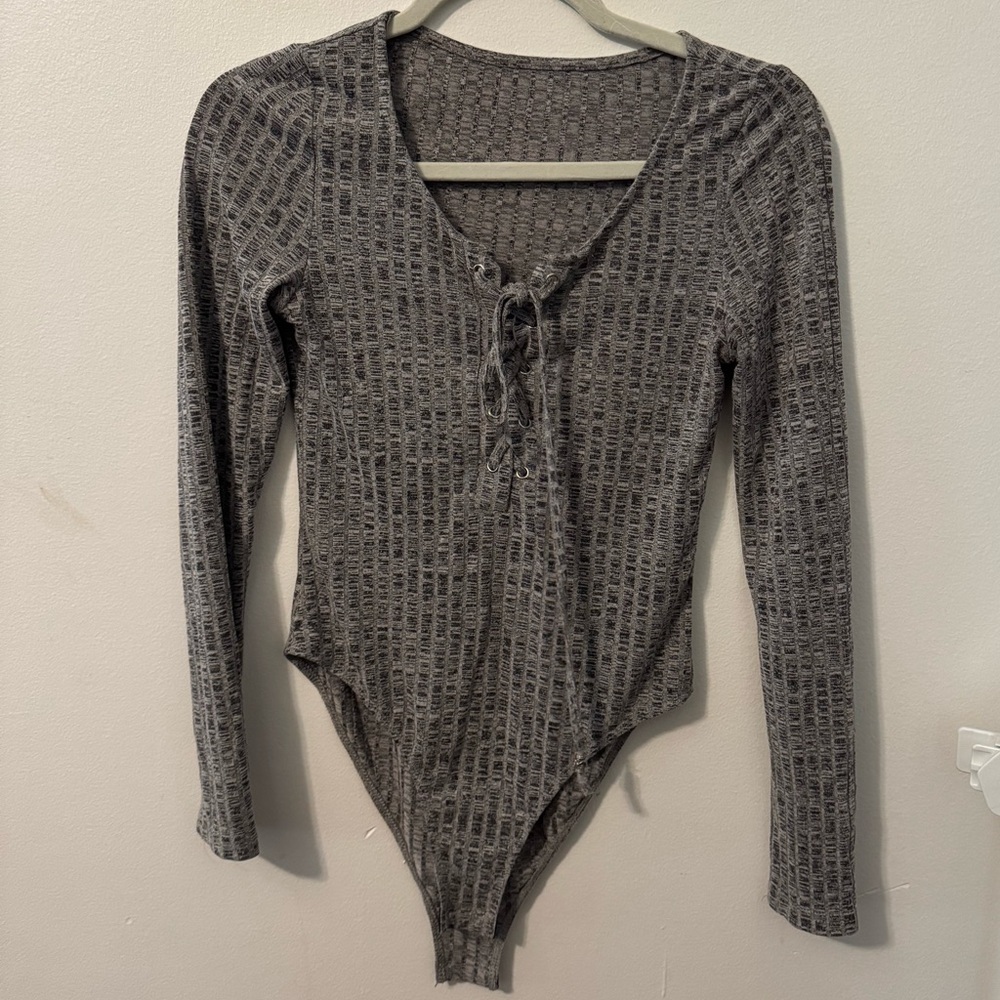 Gray Long Sleeve Bodysuit
